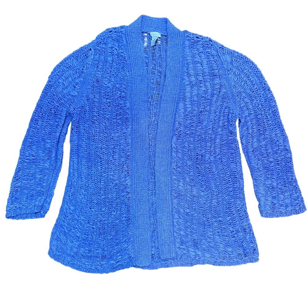 Chico's Women's Sweater Loose Open Knit Cardigan Shrug Layer Lavander Sz XL